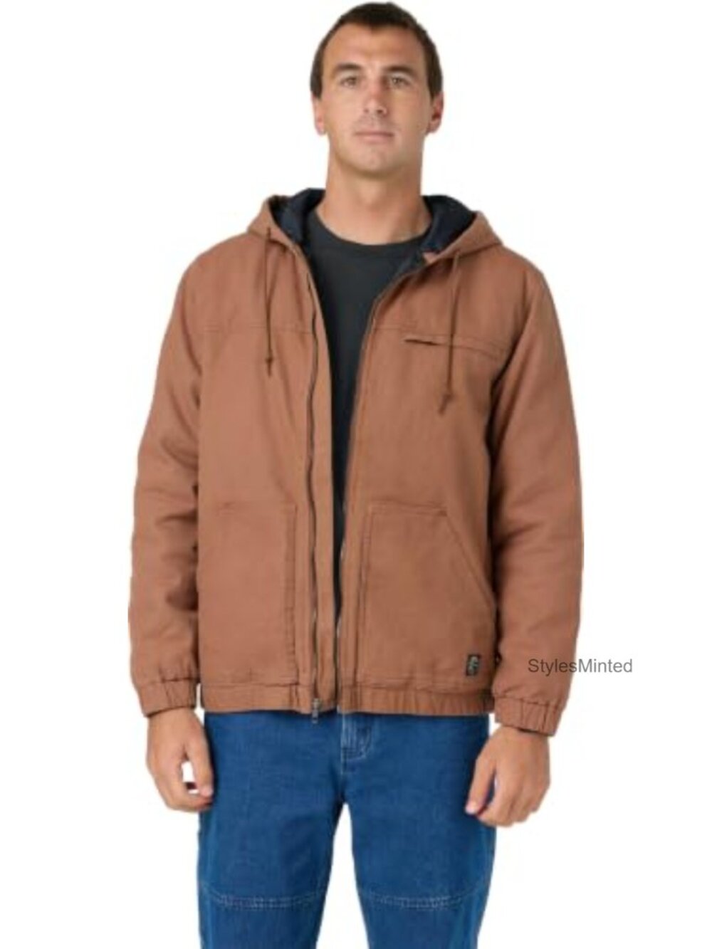 Men's Hooded Workwear Jacket Quilted Taffeta Lined Cotton Canvas